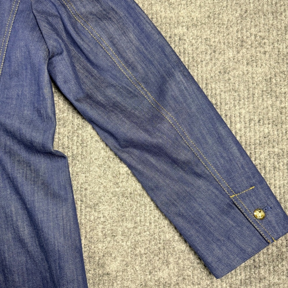 Talbots Denim Blazer Blue Gold Crest Button Tailored Jacket NWT Size 14 - Picture 9 of 11